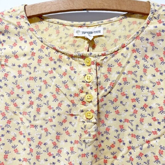 Tucker + Tate Size 6 Floral Peasant Style Shirt Top Blouse Yellow - Picture 4 of 7